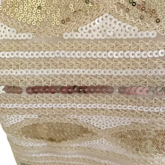 Adore Women's XL Dress Beige Gold White Silver Sequin Sleeveless NWT - Picture 5 of 13